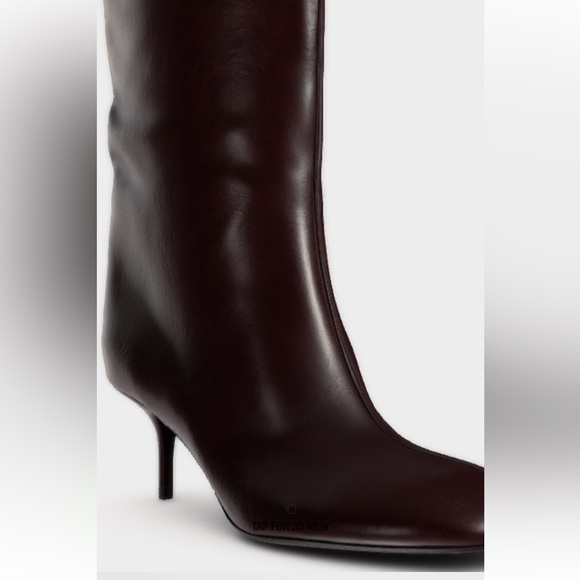 ZARA BURGUNDY TALL SHAFT THIN HEELED BOOTS - Picture 7 of 8